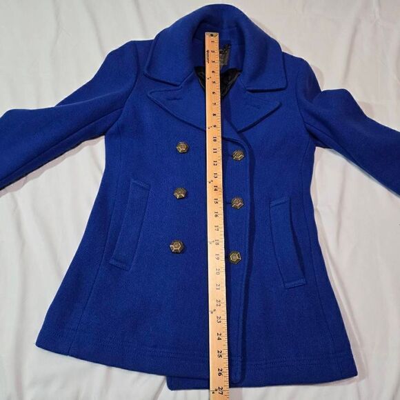 J. CREW STADIUM CLOTH NELLO GORI ROYAL BLUE WOOL PEA COAT JACKET WOMENS 0 XS - Picture 7 of 9